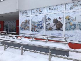 The exhibition "Winter's Tale" in the windows of the Riga Culture and Recreation Center "Imanta".
