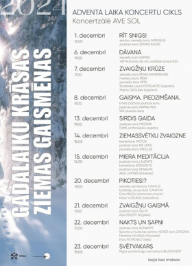 Adventa laika koncertu cikls GADALAIKU KRĀSAS. ZIEMAS GAISMĒNAS.