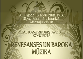 RENESANSES UN BAROKA MŪZIKAS KONCERTS Rīgas Reformātu baznīcā