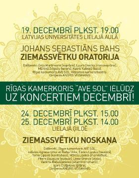 Rīgas kamerkora "Ave Sol" koncerti Ziemassvētkos