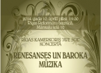 RENESANSES UN BAROKA MŪZIKAS KONCERTS Rīgas Reformātu baznīcā